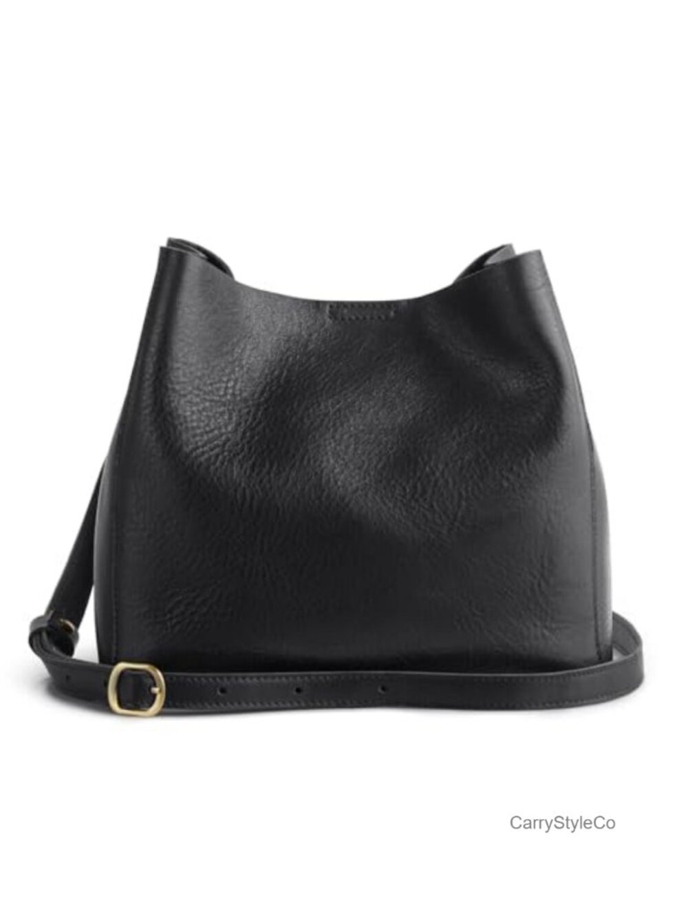Full Grain Leather Crossbody Bucket Bag Convertible Butterfly Purse